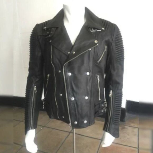 Men's Hudson Black Motorcycle 100% Genuine Leather Jacket NWT